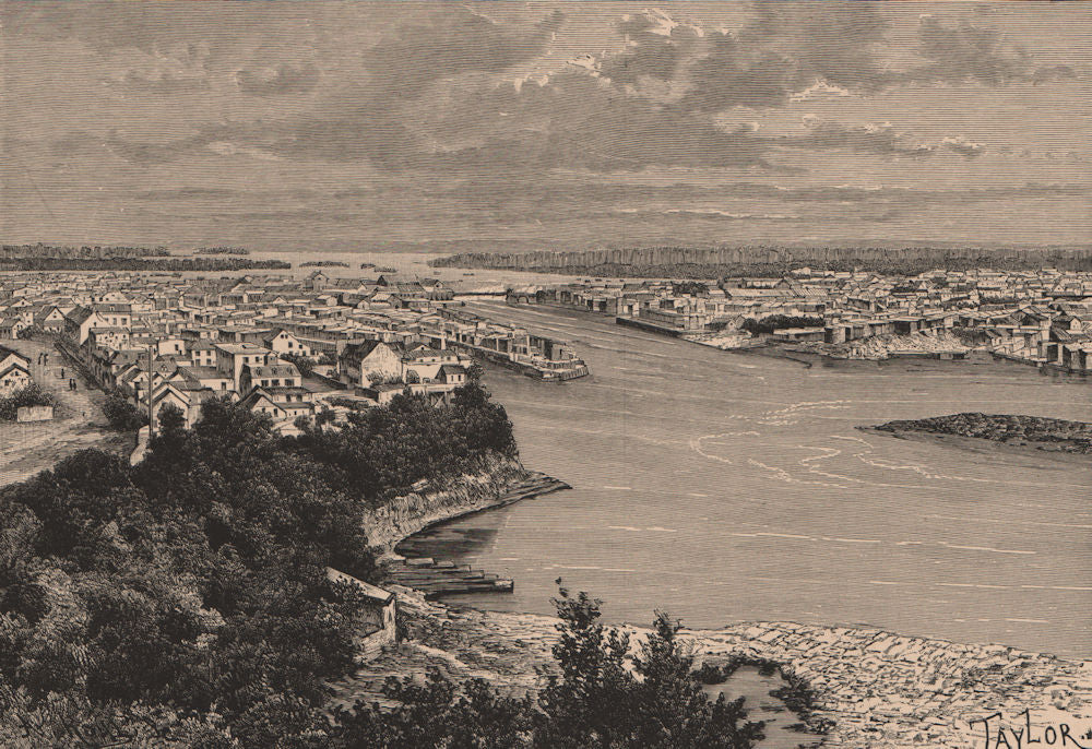 Ottawa - View from Parliament Terrace. Canada 1885 old antique print picture